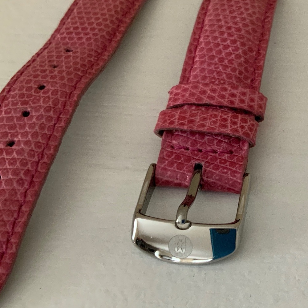 MICHELE pink lizard watch band and velvet case. - Picture 3 of 7